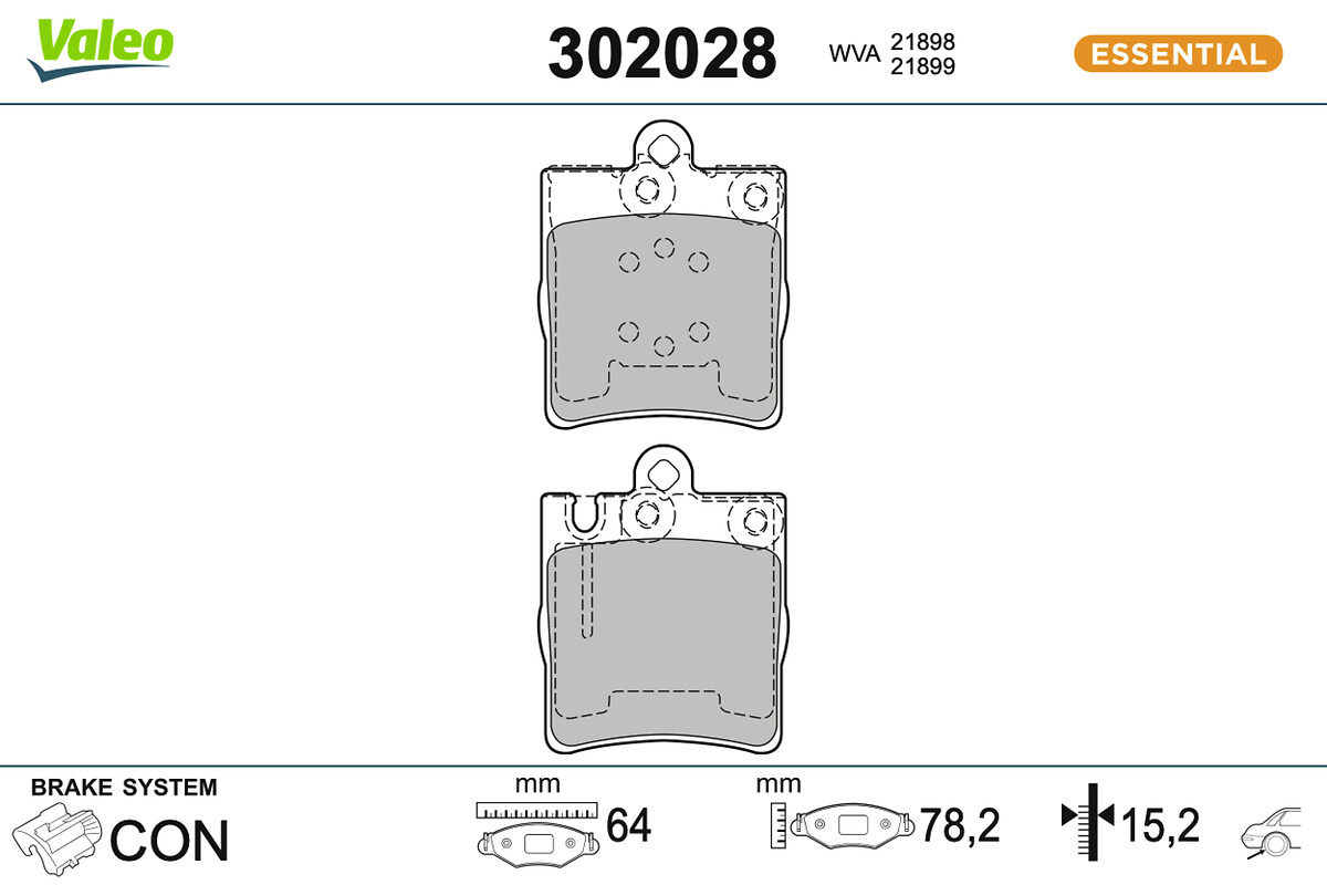 Jeu de 4 plaquettes de frein VALEO ref. 302028